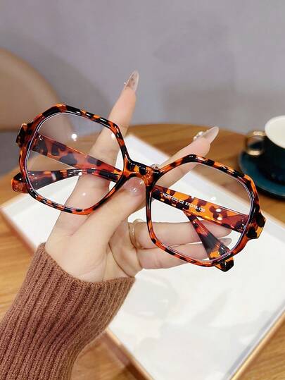 1 szt. Damskie okulary korekcyjne w wielokątnej plastikowej oprawie, modne, odpowiednie do fotografii ulicznej, wycieczek i sesji zdjęciowych