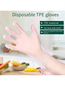 100/300pcs Disposable TPE Gloves Are Transparent, Thick, Elastic, Durable, Waterproof, Oil-Proof, Puncture-Resistant, And Have Good Sealing Performance. They Fit Your Hands Well And Are Suitable For Kitchen Cleaning, Baking, Pet Care, Grooming, And Laboratory Applications - Bagged - View 7