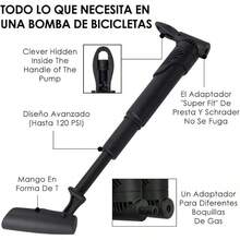 WOTOW Bomba de Bicicleta Ciclismo, Bomba de Aire Portátil, Kit de Reparación de Neumático Válvula Presta Schrader para Bicicleta Montaña Carretera BMX Balones Deportivos - Mini Negro 120PSI - Ver 11