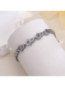 1 buc. Brățară elegantă în formă de inimă cu zirconiu cubic pentru femei, bijuterii la modă și versatile, fără cutie