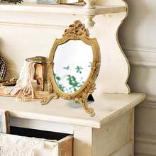Wall Mirrors Decorative - Eaoundm Antique Gold Resin Frame Decorative Wall Mirror Makeup Mirror Tabletop Mirrors, Bedroom Living-Room Dresser Decor 8.2W X 13 L Inchs - 古董金 - 查看 10
