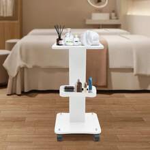 Aesthetician Trolley Cart With Wheels, Aluminum Salon Spa Beauty Machine Trolley Stand, Load 135lbs, 3 Tier Beautician Rolling Cart Aesthetician Machine Mobile Handcart For Beauty Instrument Storage - White - View 5