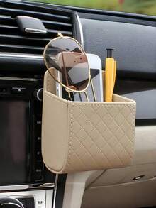 1 件汽车出风口储物袋、汽车储物盒储物袋、车载手机挂袋、汽车储物盒用品、手机收纳盒收纳袋、汽车通风口储物袋、汽车座椅靠背通风口收纳袋、便携式储物盒、带挂钩储物盒、PU 皮革汽车仪表盘收纳袋（带挂钩） - 彩色 - 查看 2