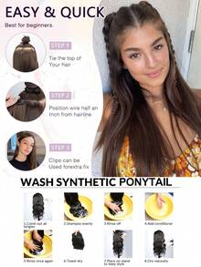 Clip In Hair Extensions 6PCS Straight 20" Hair Extensions For Women,Heat Resistant Synthetic Hairpiece For Women Daily - Multicolor - View 7