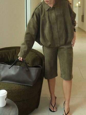 New Spring Autumn Military Short Jacket, Casual Loose Fit Women's Coat, Color Outerwear For Daily Wear