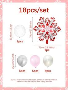 18 pièces/set Ensemble de ballons de colonne thème de Noël, comprenant des ballons en feuille d'aluminium flocons de neige de Noël, convient pour fête de Noël, fête d'anniversaire thème Noël, décoration de maison d'hiver, décoration de fête du Nouvel An
