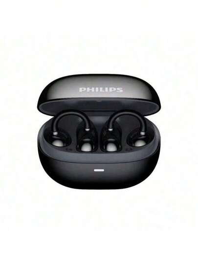 PHILIPS TAT3469 Cyber Aesthetic öronklämmor, 360° panoramaljud, 3D-bågring, bekväm passform, långvarig sportdesign, öppna hörlurar för mode, svarta