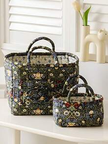 1 Stück Ditsy Blumen Baby Windel Aufbewahrungskorb, tragbar & faltbar, ideal zum Aufbewahren von Windeln, Spielsachen & Zubehör, unverzichtbar für Babys Reisen