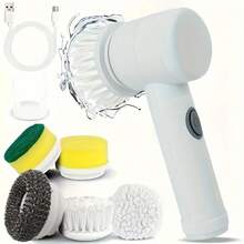 IAGREEA 5-In-1 Rechargeable Electric Cleaning Brush Set With USB Charging, Medium Hardness, Multi-Purpose Handheld Brush Tool Kit For Bathroom, Kitchen, Bedroom, Living Room, Toilet - Includes 5 Brush Heads,500 Mah