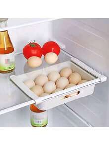1pc Adjustable Plastic Refrigerator Storage Box With 12-Slot Egg Tray - Pull-Out Fridge Drawer For Storing Fruits, Vegetables And Food - Multicolor - View 14