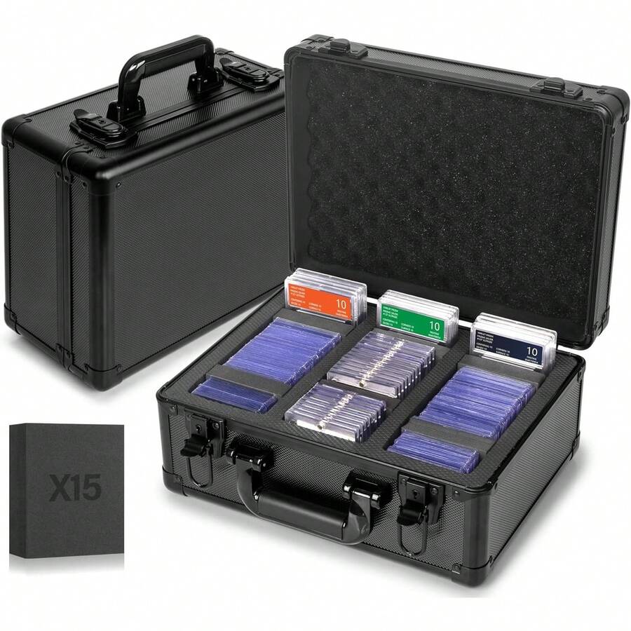 Graded Card Storage Box Case, Sports Trading Card Box - Baseball Cards Slab Case Fits Top Loaders Magnetic Card Holder, Waterproof Carrying Case - Large - View 1