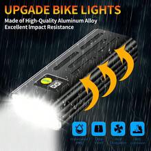 Luces de Bicicleta de 9600 Lúmenes para Conducción Nocturna, Faro Delantero y luz Trasera con 3 Modos de luz, Luces Impermeables para Bicicleta para Montar de Noche,Recargable por USB, Tipo C - 1 - Ver 7