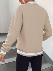 Cazadora de universidad con hombro  caídos de dos tonos - Albaricoque - Ver 3