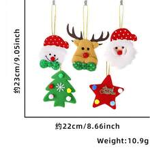 5 peças de enfeites pendurados de rena de Natal, boneco de neve, decoração de árvore de Natal, Papai Noel de pelúcia de desenho animado, estrela de cinco pontas, pequenas decorações penduradas - Multicolorido - Ver 7