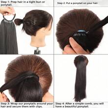 Synthetic 28Inch Long Straight Ponytail Extensions For Women Daily Use Parties And Halloween Purple Red DIY Braided Ponytail - Multicolor - View 9