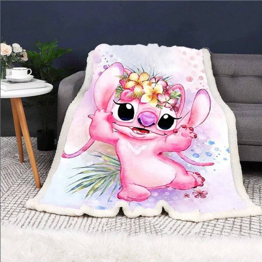 Stitch Blankets For Winter Plush Anime And Throws Blanket Furry Fleece Microfiber Fabric Modern Printed Home Decor.Jpg - Trắng1 - Xem 1