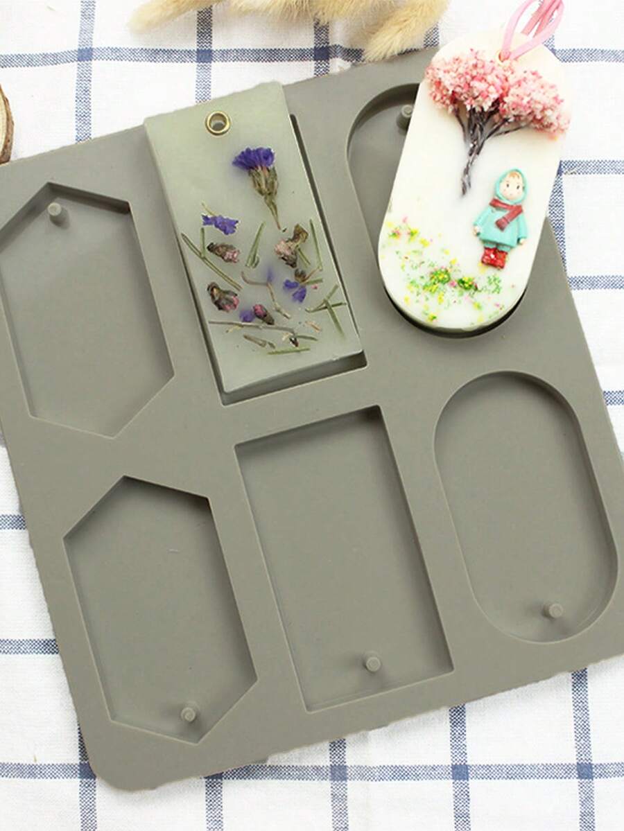 6-Cavity Soap Mold Silicone Forms Making Handmade Hexagonal Aromatherapy Wax Plaster Epoxy Soap Silicone DIY Molds Supply - Grey - View 1