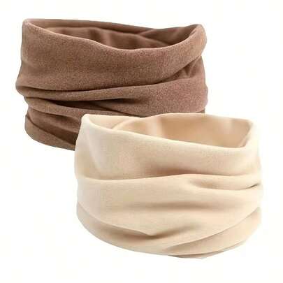 1 pièce Écharpe polaire épaisse unisexe - coupe-vent, chaude, couleur unie, ajustement extensible, lavable en machine, convient à la mode automne/hiver, accessoire de mode hivernal | Écharpe minimaliste | Écharpe en mélange de polyester, écharpe pour femme, tour de cou pour femme, bandeau pour femme, tour de tête pour femme
