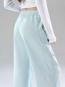 JUTU Spring, Autumn & Winter High Waist Wide Leg Loose Banana Pants, Casual Straight Leg Sweatpants - 1A60 Haze Blue - View 5