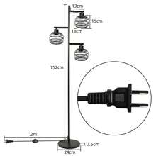 Lámpara de pie para sala de estar - Lámpara de pie vintage hecha de metal con casquillo E27 para un máximo de 3 bombillas de 25W. Lámpara de pie industrial negra adecuada para dormitorio, sillón, cama. Altura: 152CM, incluye interruptor de pie