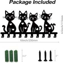 1 件可爱黑猫铁艺钥匙扣，装饰性钥匙收纳架壁钩，适用于客厅、卧室、办公室、乔迁和生日礼物
