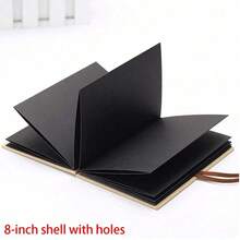 Creative Accordion Fold Diy Photo Album, Blank Leather Growth Record Book, Holiday Love Confession Diy Album - Black - View 12