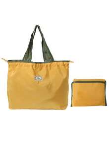 Large Capacity Reusable Drawstring Gym Bag Handbag, Portable Foldable Machine Washable Shopping Bag, Solid Color Lightweight Women's Tote Shoulder Bags Grocery Bag , Office , Green - Dark Green - View 16