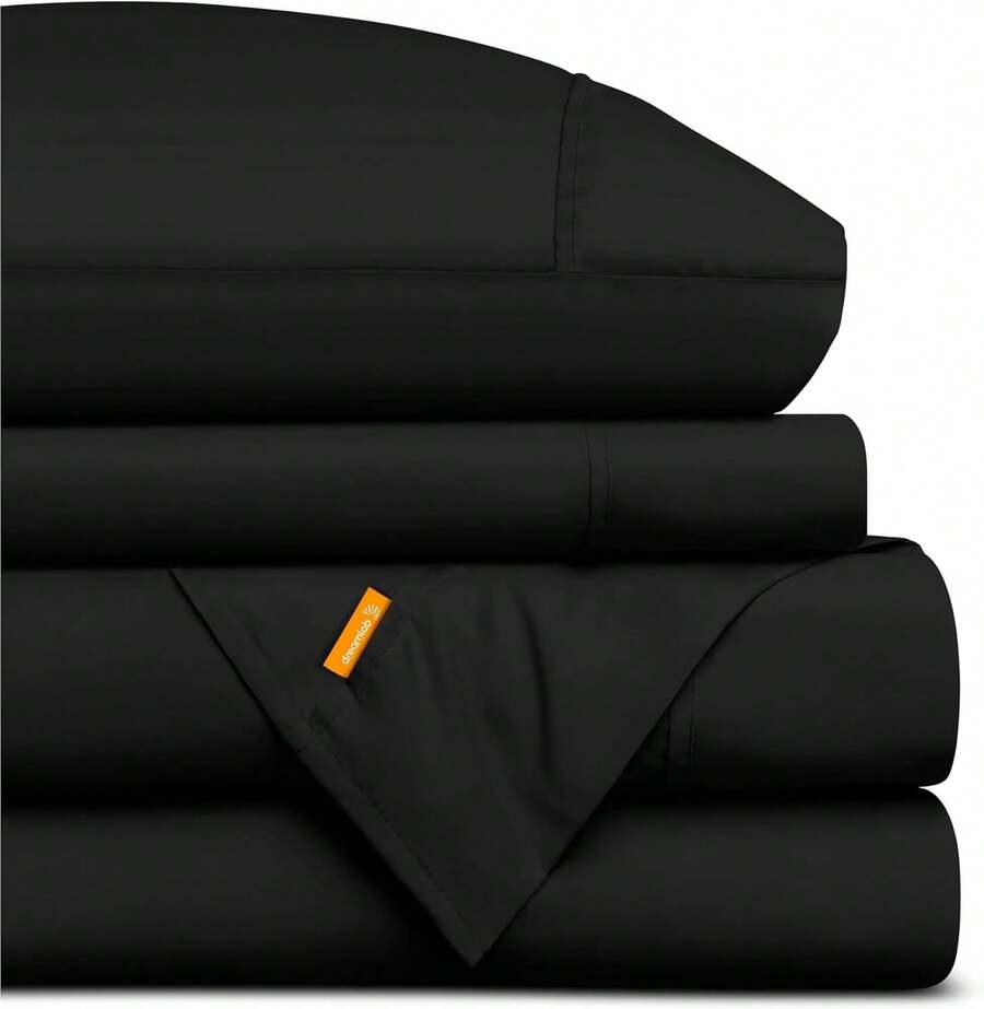 Dreamlab Juego de Sábanas Premier 1800 Collection. Sábanas de Microfibra de Lujo de Doble Cepillado (Negro, King) - 04 - - Ver 1