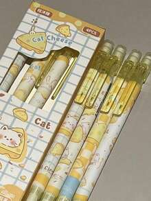 4pcs Cheese Cat Automatic Pencils, High-Quality, Durable Lead, 0.5mm Lead, Back To School Supplies, Student Gifts/Prizes - Multicolor - View 2
