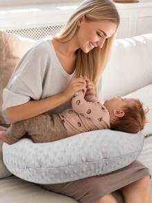 1pc Large Baby Nursing Pillow, Multifunctional Breastfeeding Pillow For Pregnant Women, Anti-Spit Milk Newborn Baby Pillow, Soft Maternity Nursing Supplies, Upgraded Comfortable Nursing Pillow, Perfect Gift For Newborn Baby Boys And Girls, All Seasons - Grey - View 6