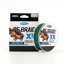 Línea de pesca trenzada de 4 hebras, color verde musgo, material PE, rango de resistencia de 6LB-60LB, empaquetada de forma hermosa, altamente resistente a la abrasión, alta resistencia, ultra suave para pesca con señuelos en agua salada y agua dulce
