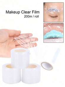 200m Transparent Makeup Film, Suitable For Eyelash Lifting, Eyebrow Shaping, Lips, Eyebrow Tattoo, Plastic Cover, Eyelash Extension Glue Removal, Eyelash Perming - Multicolor - View 2