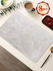 1-8pcs Simple Rectangular PVC Placemats, Washable, Easy Clean, Wipeable, Non-Slip, Heat-Resistant, Dining Table Mats, Sweet Reverie, Elegant Placemats, Tabletop Setting, Kitchen Dining Mat, Holiday Wedding Decor - Multicolor - View 18