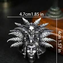 Vintage Goddess-Themed Zinc Alloy Ring For Men – Featuring A Gothic Skull And Laurel Leaf Design; Perfect For Halloween, Easter, And Various Themed Parties; A Stylish Gothic-Style Accessory Suitable For Both Men And Women. - nữ tu sĩ - Xem 3