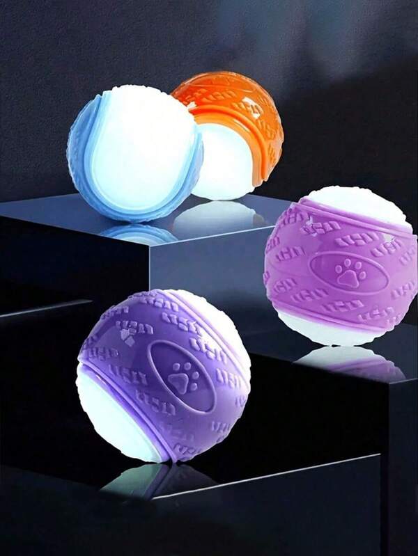 TPR Dog Chew Toy Balls With Sounds,2.5 Inch Squeaky & Light-Up Dog Ball Random Colors, Durable Teeth Grinding Balls For Training,Geometric Pattern, Durable Natural Rubber, Suitable For All Breeds, Battery-Free Interactive Training Toy, Compatible With Pet Chew Balls, Fits Small To Large Dogs