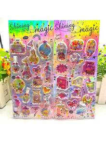 4/1 Pc Cute 3D Stickers, Diamond Bubble Stickers, Handmade Sticker Art, Luggage Decor, Handcraft Toy Gift, Random Color & Style - Purple - View 7