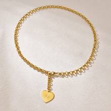 1 件全新条纹心形十字架吊坠粗链不锈钢可调节项链，适合女士，时尚百搭 - 項鍊 - 查看 2