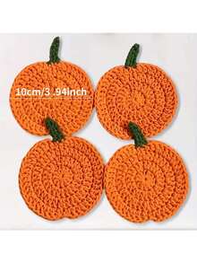 1/3/6 pièces de dessous de verre en citrouille au crochet fait main - motif spirale orange, protecteurs de surface de table en tissu pour l'automne, Thanksgiving, décorations d'Halloween - centres de table rustiques, dessous de verre de boisson de tente - cadeau de pendaison de crémaillère parfait, extension de table de maison, esthétique automnale, surface texturée, accessoire décoratif, parfait pour les cadeaux de Thanksgiving, Noël, Nouvel An