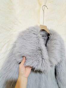 Neuer Herbst/Winter Dicker Kunstpelz Kragen Kunstpelz gefüttert Mittellanger modischer Pelzeffekt Kurzer Mantel