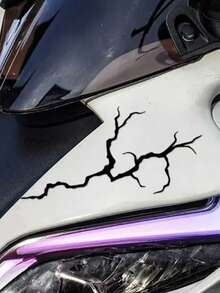 1pc Lightning Crack Waterproof Car/Motorcycle Sticker | Black/White/Red/Gradient (4 Colors) | High Quality Windshield/Body Sticker | Ultra Cool | Ideal Choice For Car Enthusiasts - Multicolor - View 10