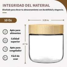 U Chef Frascos de Vidrio con Tapa, Set de 4 Frascos Herméticos de Vidrio para Alimentos, Recipientes de Avena con Tapas de Bambú, Frascos con Tapa De Bambú para Cocina y Despensa (10 Onzas) - 24 onzas - Ver 12