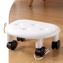 1 COFIT Sliding Low Stool On Wheels - Stylish And Durable Plastic Footstool, Available In White/Dark Blue/Black - Perfect For Entryways And Bathrooms, Perfect For Shoe Changing And Storage, Small Bathroom Stools - Màu xanh lam - Xem 7