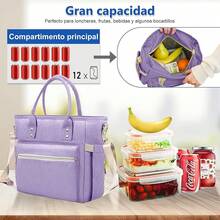 Loncheras para mujer y hombre, Lonchera termica de gran capacidad, impermeable y a prueba de fugas, adecuado para oficinas, campamentos, picnics(Negro) - Morado - Ver 8