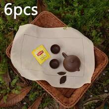 1pc/6pcs French Minimalist Beige Placemat, Vintage Nordic Tea Towel, Food Photography Backdrop Cloth