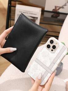 Minimalist Shoulder Tote Bag And Inner Pouch Black Vintage Tote Bag Large Capacity Solid Color Shoulder Bag, Small Bag, Mother And Child Bag, Large Capacity Single Shoulder Tote Bag,School Bag,Large Capacity,Portable,Classic Casual,Business Casual,For Teen Girls Women College Students,White-Collar Workers,Perfect For Work,Back To School,Middle School,High School,College,Vacation, New Fashionable Big Bags For Women