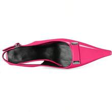 Women's Pointed Toe Slingback Heels Metal Buckle Ankle Strap Kitten Low Heel Pumps 2 Inch Stylish Retro Women Shoes-20256688 - 漆皮亮粉色 - 查看 4