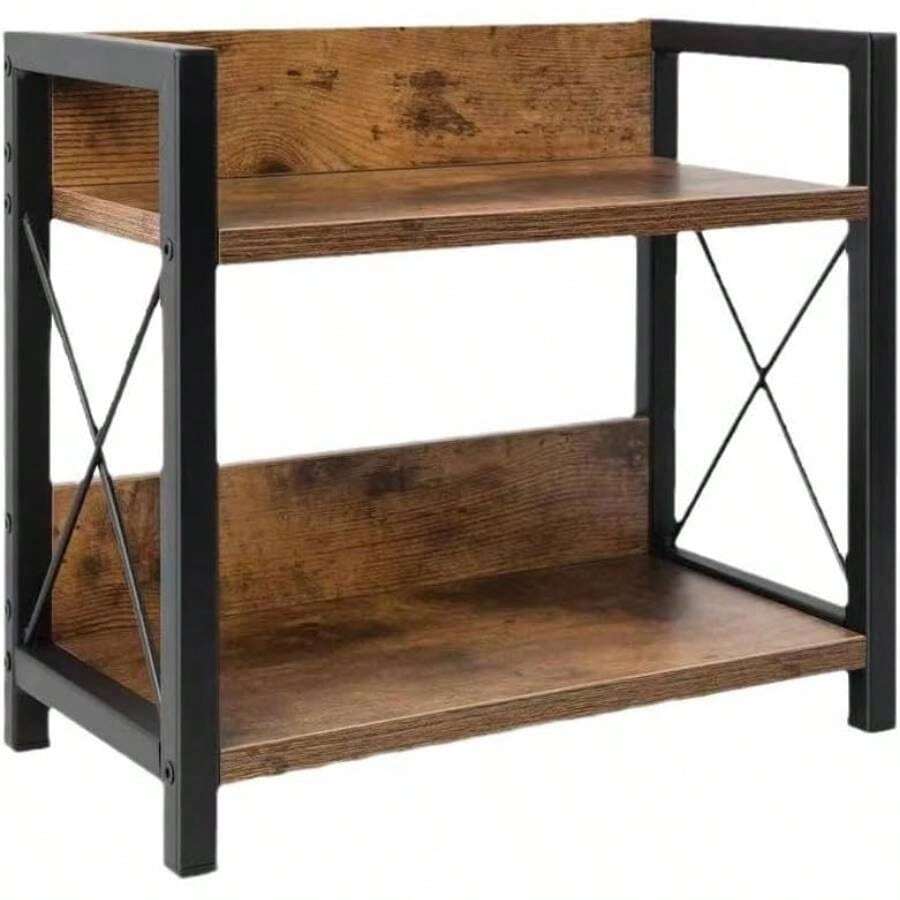 Office Desk Shelf Organizer, Wood Desktop Bookshelf Supplies Storage Rack, Shelf Top Of Desk And Dresser And Cubicle Decor Aesthetic Bookshelf Brown, Small 12.9 Lx6.3 Wx10.2 H - 棕色 + 小號(12.9 英吋長 x 6.3 英吋寬 x 10.2 英吋高) - 查看 1