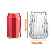 1/4pc Transparent Wave Texture Glass Drinking Cup, Modern Style Ripple Design Glass, For Iced Coffee, Tea, Milk And Cocktails, Suitable For Home And Party Use, Lead-Free Glassware, Comfortable To Hold, Very Suitable For Cold Drinks - Clear - View 9