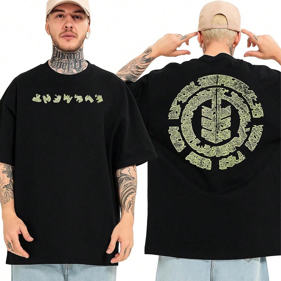 Street Style Drip T-Shirt Hip Hop Street Element Skateboard Skate Shirt Blouse Unisex Men Women 100% Cotton Top Premium Streetwear New Release Various Colors!! Plus Size - 黑色 - 查看 1