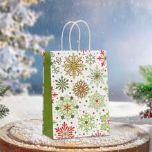 6/12/18/24pcs Christmas Theme Party Paper Gift Bags, Santa Claus & Snowman Pattern Gift Bags, Suitable For Christmas Decoration Bags, Birthday Party Gifts, Anniversary Celebration Tote Bags